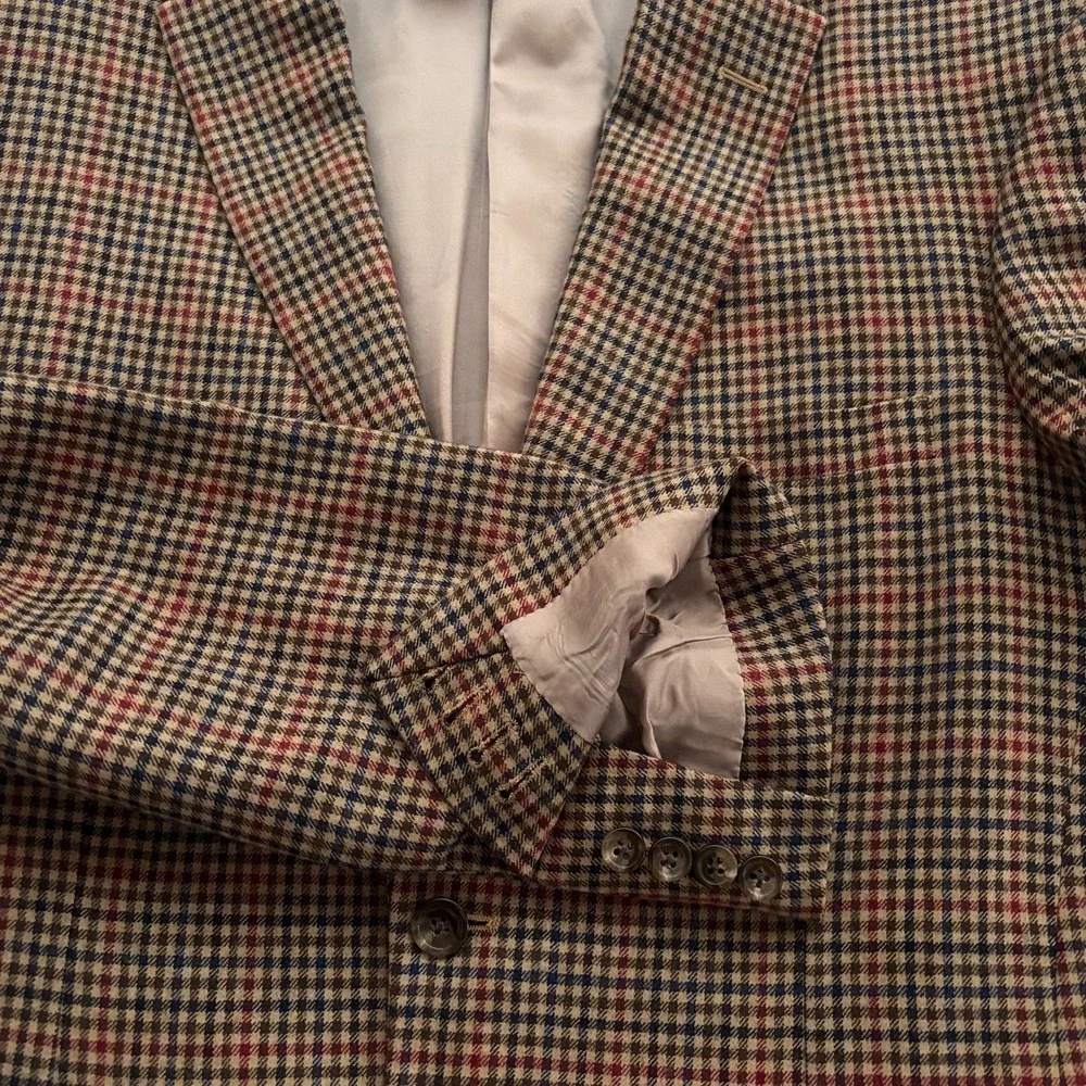 Holland & Sherry Royal Classic Houndstooth Wool‎ Blazer Premium Tom James 46L